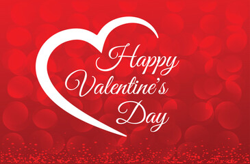 Happy Valentine's Day Poster or banner with cute font,sweet hearts and gift card on red background. Greetings valentines day from special person. Illustration vector template valentines day concept.