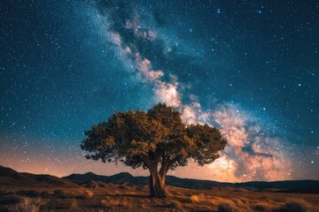 Fototapeta na wymiar Night sky filled with stars and the Milky Way