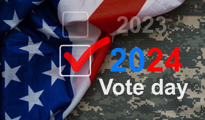 Usa flag and 2024 for vote concept 3d rendering