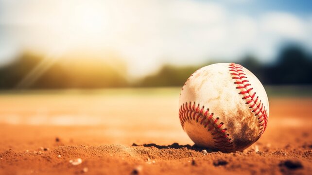 closeup of a softball on a field in the sun --ar 16:9 --v 5.2 Job ID: 0d08450e-74bd-499e-9586-76cf7ff5f8d3