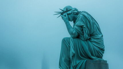 Ashamed statue of liberty - obrazy, fototapety, plakaty