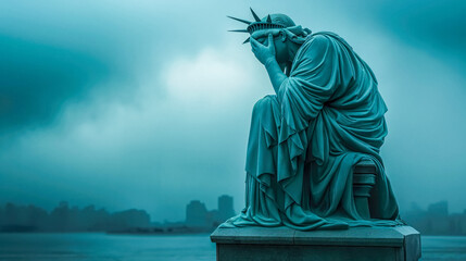 Statue of Liberty Crying - obrazy, fototapety, plakaty