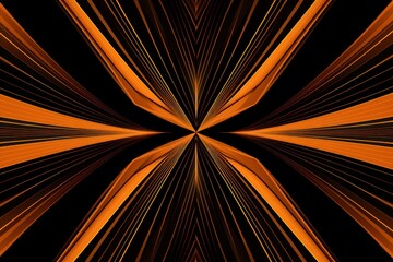Symmetric orange and black line background pattern 