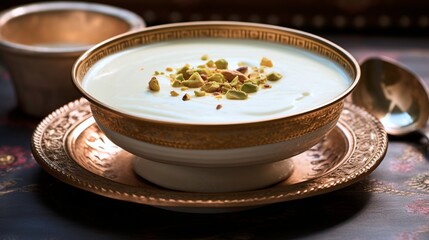 A detailed close-up capturing the porous texture and aromatic essence of rasmalai soaked in a luscious blend of sweetened milk.