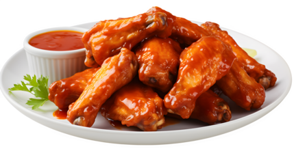 Chicken Wings, PNG, Transparent, No background, Clipart, Graphic, Illustration, Design, Food, Delicious, Yummy, Culinary, Gourmet, Fresh, Edible, Plate, Grilled