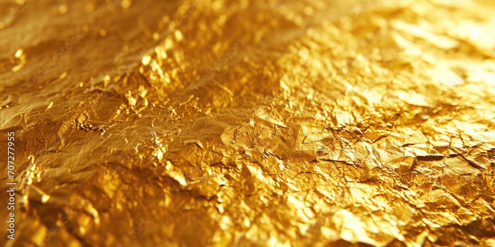Poster A detailed close-up image of a gold foil texture. This versatile texture can be used for various design projects