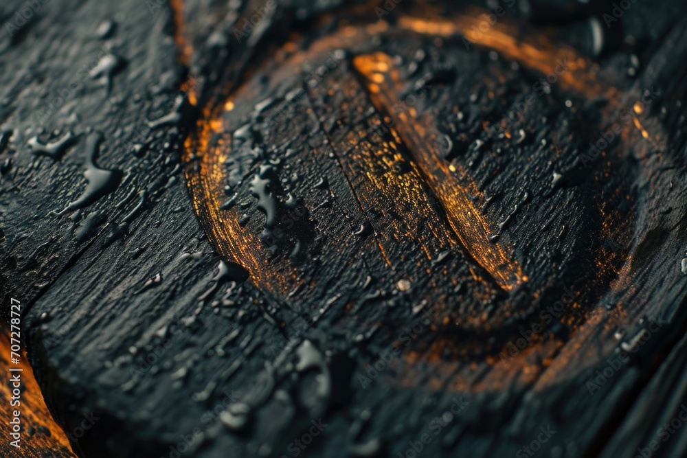 Poster A detailed view of a wooden surface with water droplets. Perfect for adding texture and natural elements to your design projects