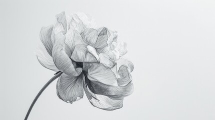 A black and white drawing of a flower. Suitable for various design projects