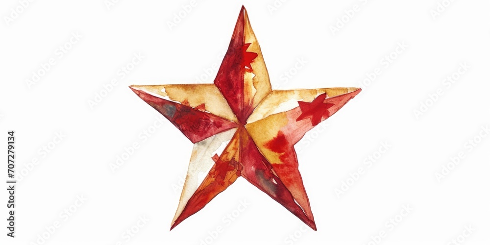 Poster a beautiful watercolor painting of a red and white star. perfect for adding a touch of elegance and 
