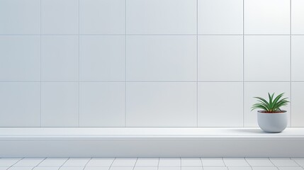 a white tiled wall, focusing on capturing the details with photo-realistic precision, in a minimalist modern style, accentuating the clean lines and simplicity of the tiled surface.