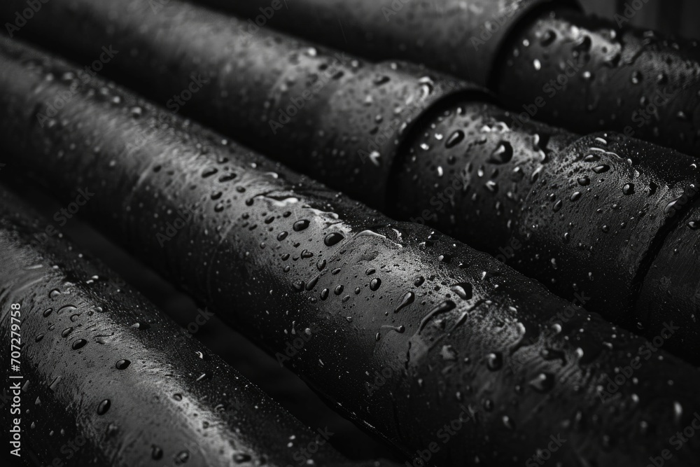 Aufkleber water droplets are seen on a bunch of pipes. this image can be used to illustrate concepts related t