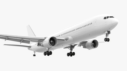 A large jetliner flying through a white sky. Perfect for travel and aviation concepts - Powered by Adobe