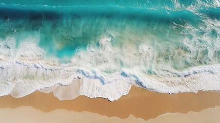 Fototapeta na wymiar Big waves from the ocean on the sandy beach