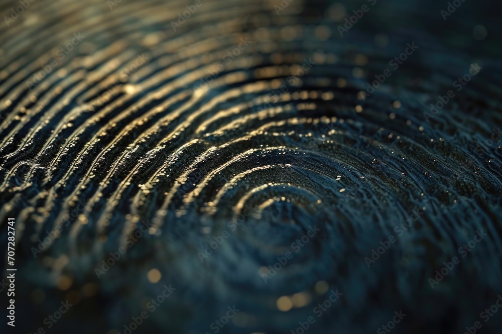 Poster A detailed view of a fingerprint on a surface. Can be used for forensic investigations or security concepts