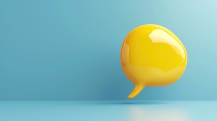 yellow plastic soft speech bubble against blue background. - Powered by Adobe