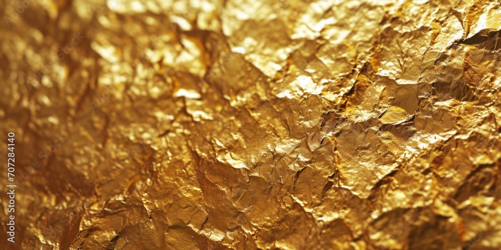 Aufkleber Close up of a textured gold foil surface. Perfect for adding a touch of elegance and luxury to any design project