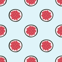 seamless pattern with caviar sushi rolls 