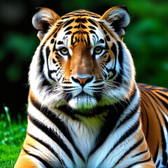 Fototapeta premium Retrato de cerca de un tigre en la naturaleza 