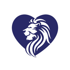 Lion heart vector logo design template.	
