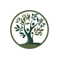Tree people vector logo design template. Tree family vector logo concept.