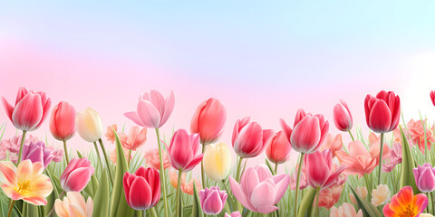 Color spring tulips background - Seasons design