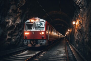 Obraz premium Train travelling through tunnel