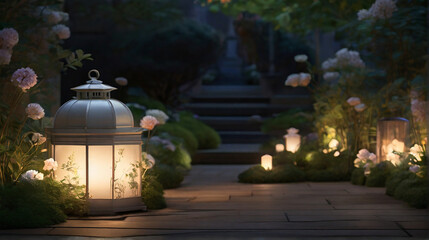 Lantern-lit Garden Oasis