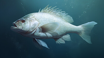 White scaled fish digital art illustration