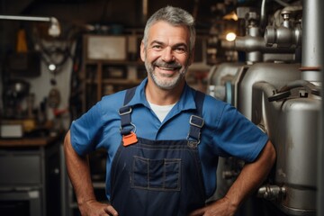 Fototapeta na wymiar Portrait of a middle aged plumber