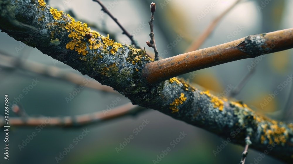 Aufkleber A detailed view of a tree branch. This image can be used to depict nature, the environment, or as a background for various design projects
