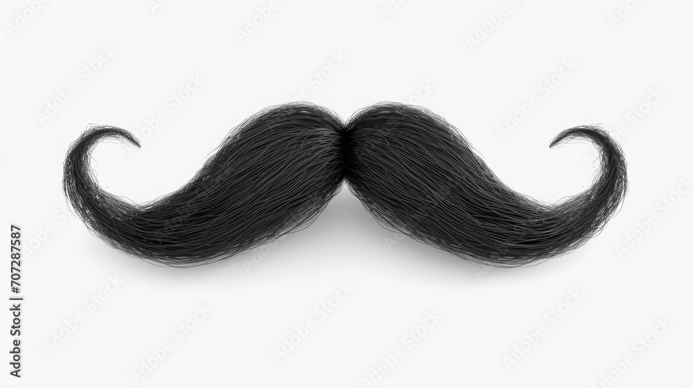 Poster a detailed close up of a moustache on a clean white surface. suitable for various uses