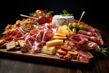 Delicious Assortment of Cheeses and Cured Meats