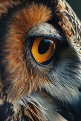 A detailed close-up of an owl's eye. Perfect for nature enthusiasts and wildlife lovers
