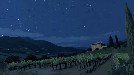 Painterly Stars Over a Rustic Vineyard Retreat