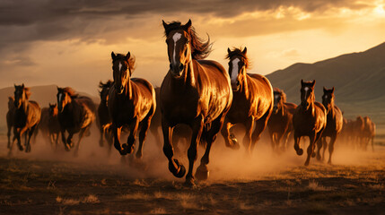 Wild horses on the field