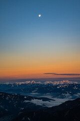 Sonnenaufgang Hochlantsch - Alpen - Mond 