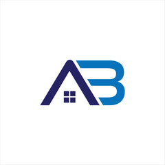 letter ab simple geometric home logo vector