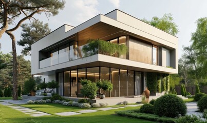 Fototapeta na wymiar a beautiful exterior of a modern house.