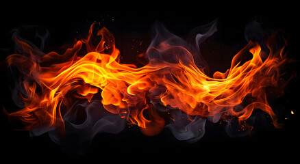 Abstract fire flames on black background. Design element for brochure, advertisements, presentation, web and other graphic designer works