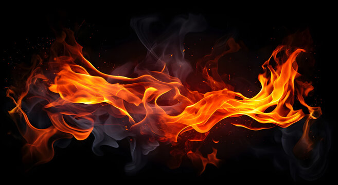Abstract fire flames on black background. Design element for brochure, advertisements, presentation, web and other graphic designer works