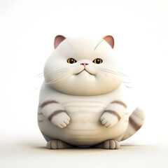 Obraz premium Funny cat isolated on a white background. 3d rendering. Cartoon character