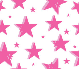 Seamless pattern with pink stars.Flat.White Background.y2k.