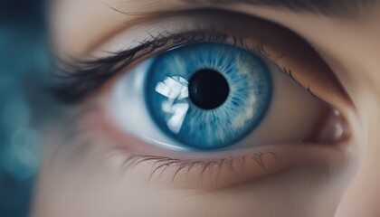 Close-up of a human blue eye with details