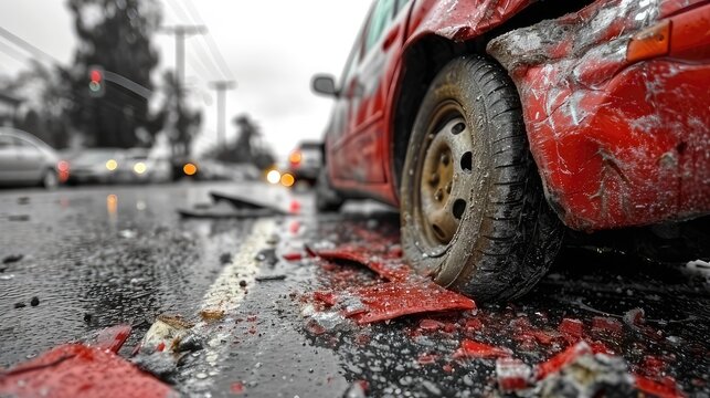 Aftermath of a Traffic Accident Fisheye Lens Captures the Dramatic
