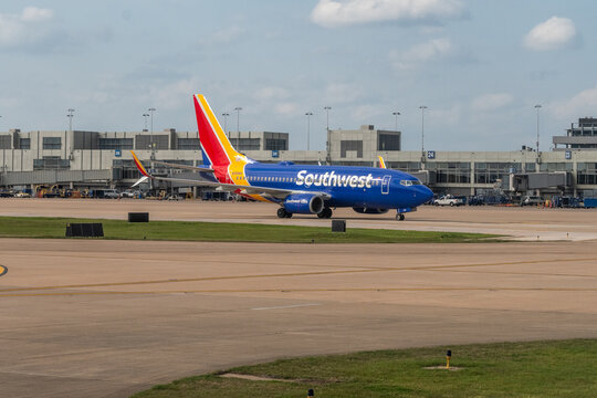 February 23, 2023 - Southwest Airlines 737-7H4 taxiing at Austin Bergrstrom International Airport AUS 