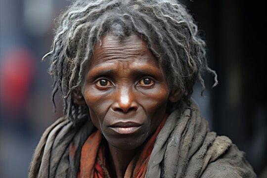 A portrait of starving  in africa, highlighting their desperate need for food, care, and protection
