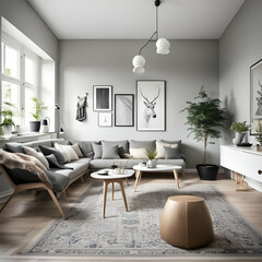 Scandinavian home interior design of modern living room