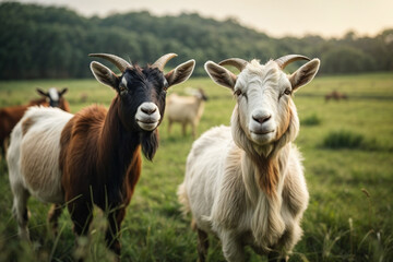 Obraz na płótnie Canvas goats in the meadow