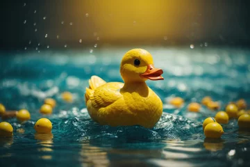 Fotobehang yellow rubber duck background © Magic Art
