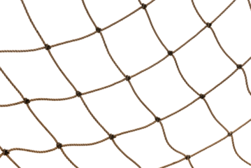 Football or tennis net. Rope mesh on a white background close-up